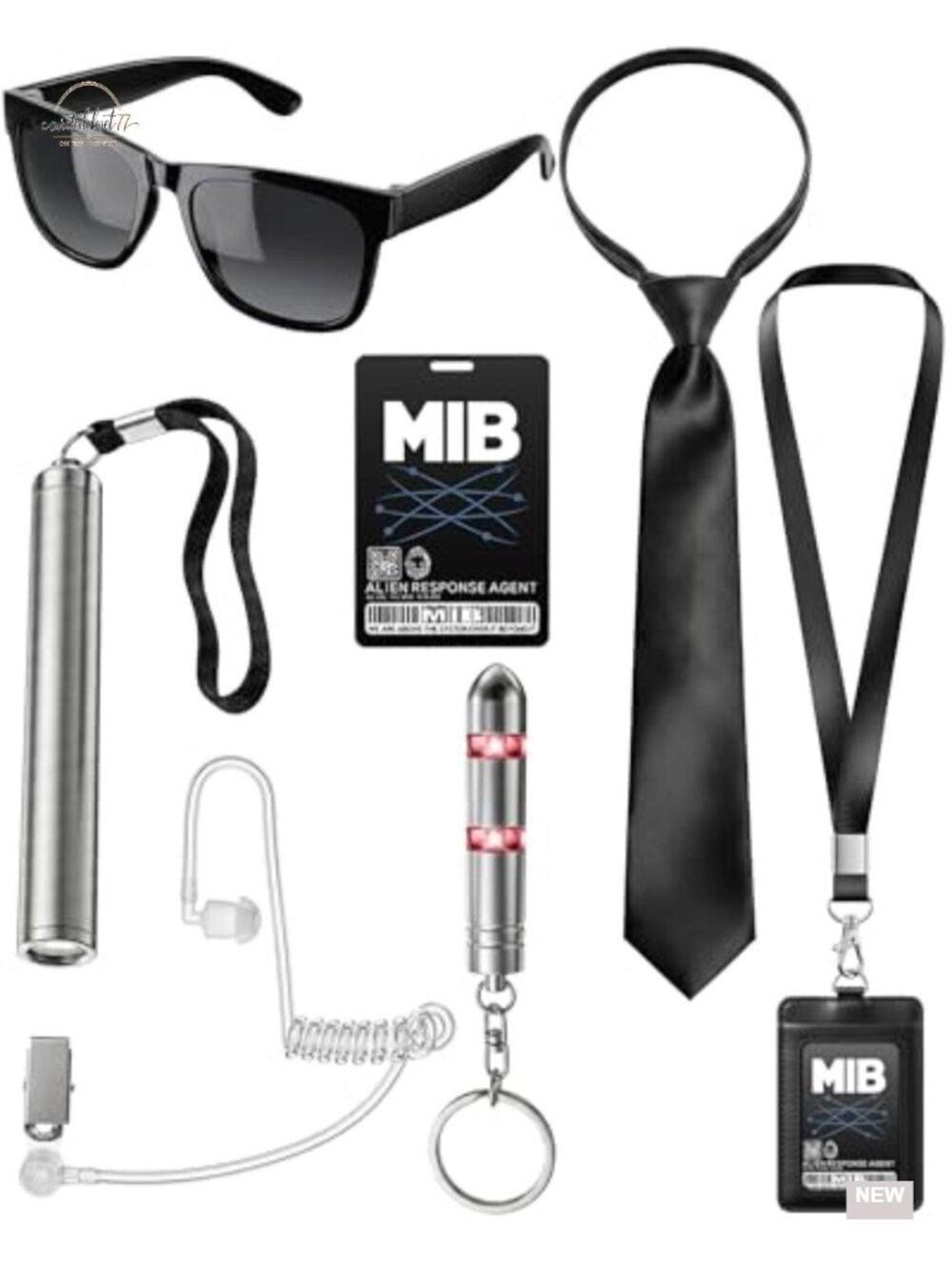 Secret Agent Costume Set Spy Accessories Sunglasses Tie Earpiece ID Halloween
